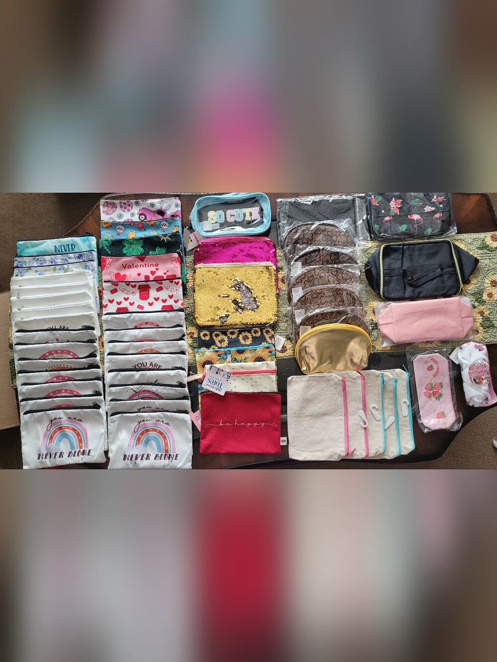 Lot of 150 Assorted Cosmetic bags/Pencil Pouches - Picture 2 of 11